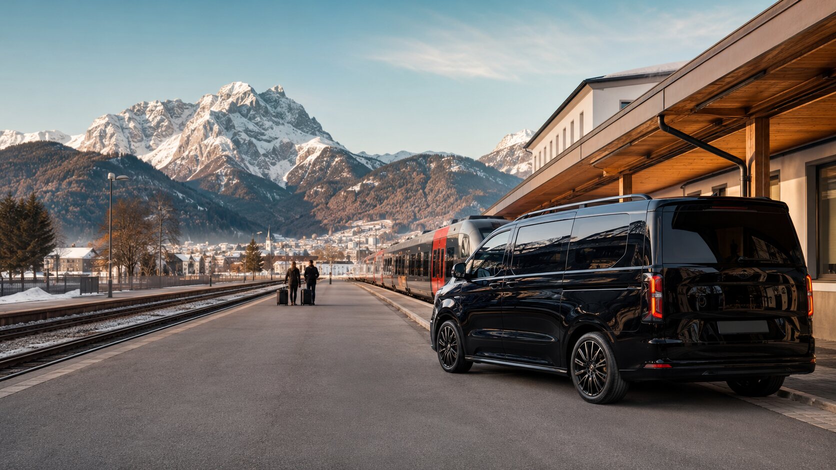 Illustratives Motiv: privater Bahnhofstransfer in den Tiroler Alpen